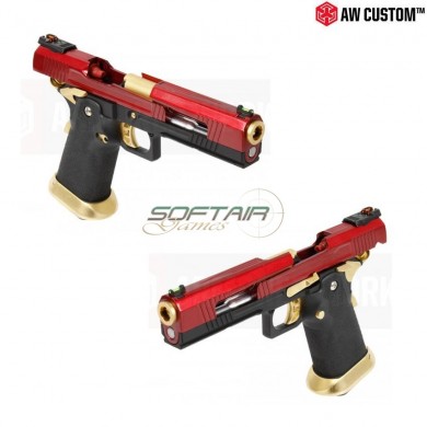 Pistola A Gas Hi-capa Split Red Carrello & Black Frame & Gold Barrel Gbb Armorer Works (aw-110501)