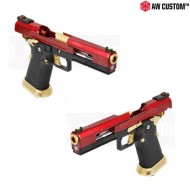 Gas Pistol Hi-capa Split Red Slide & Black Frame & Gold Barrel Gbb Armorer Works (aw-110501)