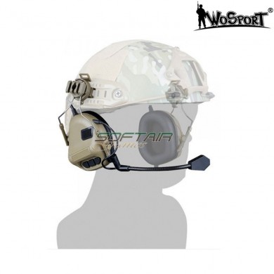 Headset With Microphone For Helmet 5th Generation Dark Earth Without Reduction & Pickup Of Sound Wosport (wo-hd10t)