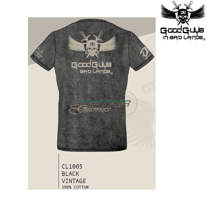T-shirt Vintage Black Good Guys In Bad Lands (ggbl-cl1005)