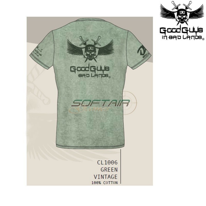 T-shirt Vintage Green Good Guys In Bad Lands (ggbl-cl1006)