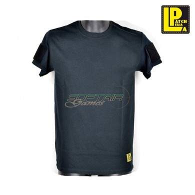 T-shirt Tattica Nera Con Velcro Patcheria (lp-ts057)