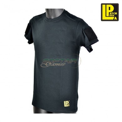 T-shirt Tattica Nera Con Velcro Patcheria (lp-ts057)