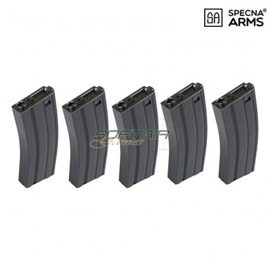Set 5 Hi-caps Magazines 300bb Black For M4/m16 Specna Arms® (spe-05-005259)
