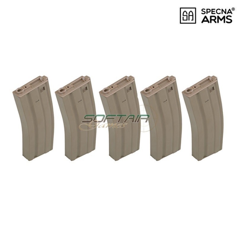 Set 5 Hi-caps Magazines 300bb Tan For M4/m16 Specna Arms® (spe-05-005260)