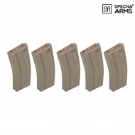 Set 5 Caricatori Maggiorati 300bb Tan Per M4/m16 Specna Arms® (spe-05-005260)
