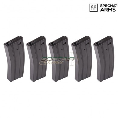 Set 5 Mid-caps Real-cap Polymer Magazines 30bb Black For M4/m16 Specna Arms® (spe-05-005269)