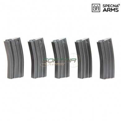 Set 5 Mid-caps Polymer Magazines 140bb Grey For M4/m16 Specna Arms® (spe-05-016309)