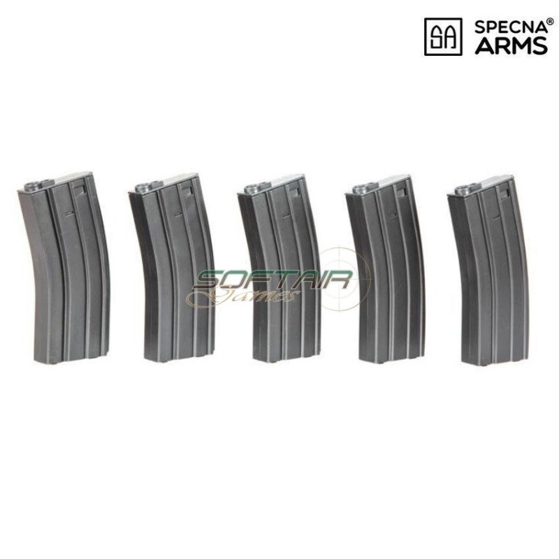 Set 5 Mid-caps Polymer Magazines 140bb Grey For M4/m16 Specna Arms® (spe-05-016309)