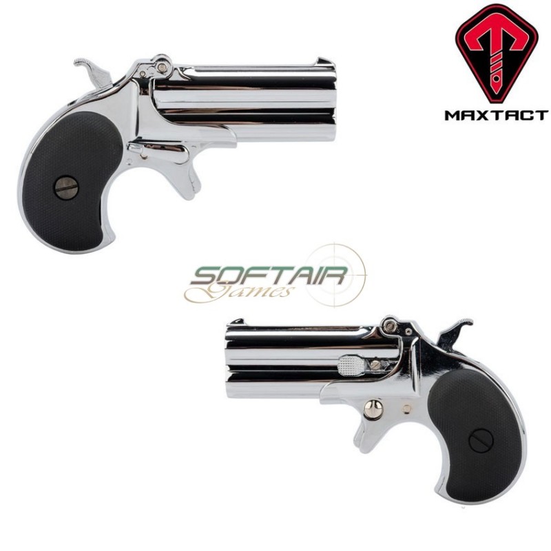 Gas Pistol Full Metal Derringer Double Barrel Silver Maxtact (mxt-211639)