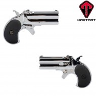 Gas Pistol Full Metal Derringer Double Barrel Silver Maxtact (mxt-211639)