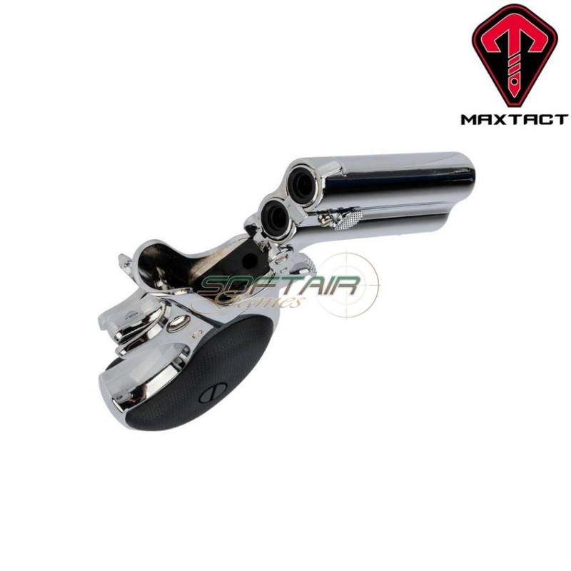 Gas Pistol Full Metal Derringer Double Barrel Silver Maxtact (mxt-211639)