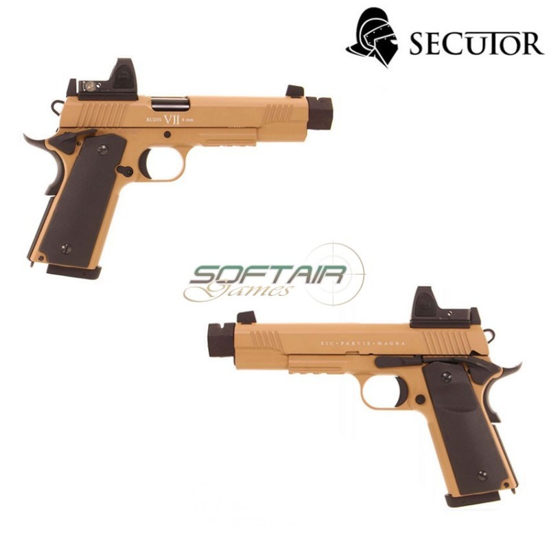 Co2 Pistol Rudis Magna Custom Vii 1911 Tan & Black W/red Dot Secutor (sr-sar0028c)