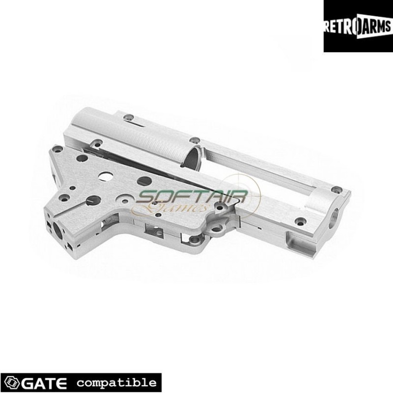 New Gearbox Shell Split Silver Cnc Qsc Sr25 8mm Retroarms (ra-7213)