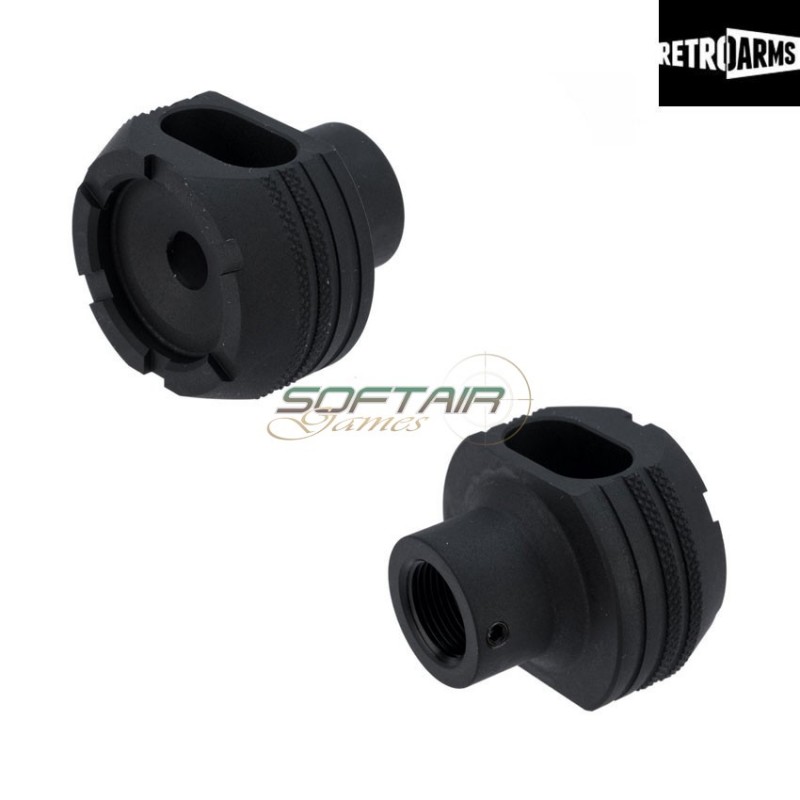 Spegnifiamma cnc type d muzzle break black 14mm negativo retroarms (ra-7159)