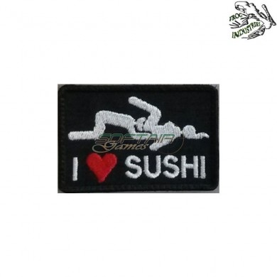 Embroidered Patch i love sushi black frog industries® (fi-emb-06-041)