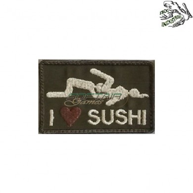 Embroidered Patch i love sushi olive drab frog industries® (fi-emb-06-041-od)