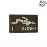Embroidered Patch i love sushi olive drab frog industries® (fi-emb-06-041-od)