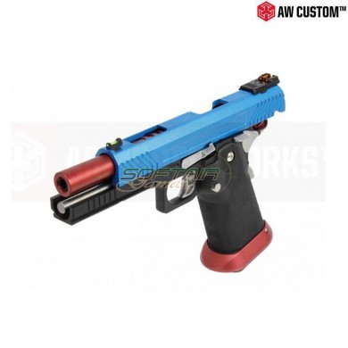 Gas Pistol Hi-capa Full Blue Slide & Black Frame & Red Barrel Gbb Armorer Works (aw-hx1105)