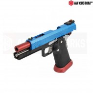 Gas Pistol Hi-capa Full Blue Slide & Black Frame & Red Barrel Gbb Armorer Works (aw-hx1105)