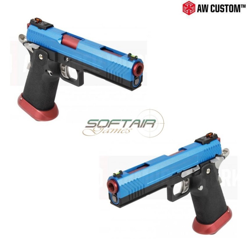 Gas Pistol Hi-capa Full Blue Slide & Black Frame & Red Barrel Gbb Armorer Works (aw-hx1105)