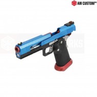 Gas Pistol Hi-capa split Full Blue Slide & Black Frame & Red Barrel Gbb Armorer Works (aw-110502)