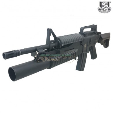 Electric rifle m4a1 molon labe with m203 launcher grenades black s&t (st-211444)