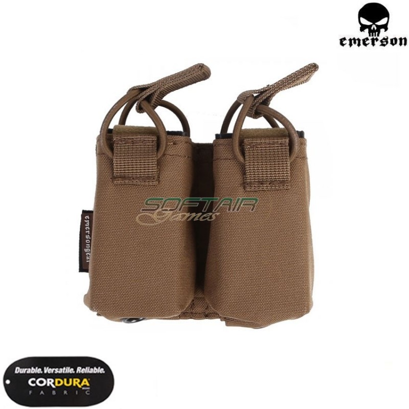 Tasca doppia coyote brown caricatori pistola per vest ss fac tac style emerson (em6374-cb)