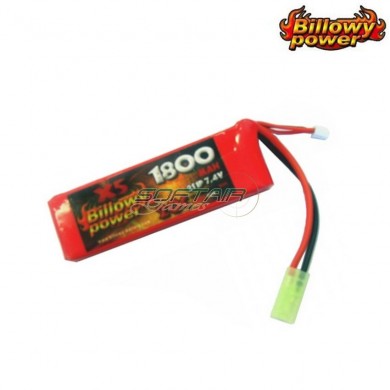 Batteria lipo connettore mini tamiya 7.4v x 1800mah 20c mini type billowy power (bp-7.4x1800)
