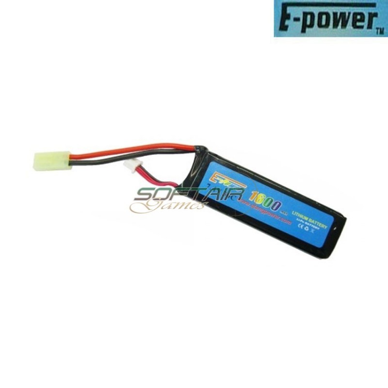 Batteria lipo connettore mini tamiya 7.4.v x 1600mah 30c mini type e-power (ep-7.4x1600)