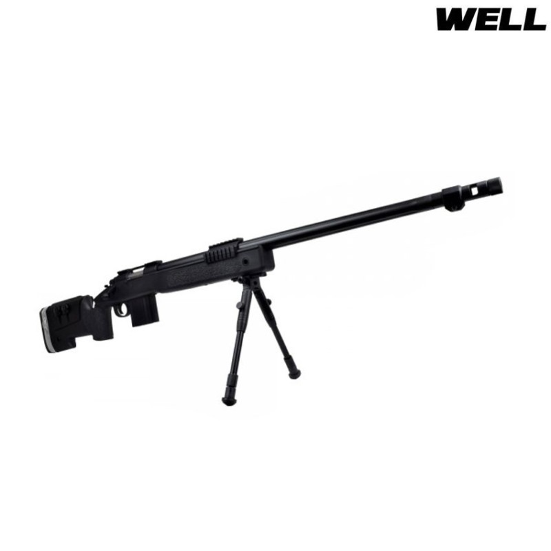 Fucile a molla sniper 4417 black con bipiede well (mb4417b)