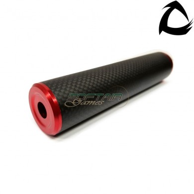 Carbo dsl1 premium line silencer 14x1 ccw red 150mm core airsoft italy (cai-dsl1-ros-ccw-150)
