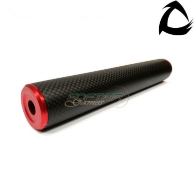 Carbo dsl1 premium line silencer 14x1 ccw red 200mm core airsoft italy (cai-dsl1-ros-ccw-200)