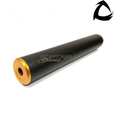 Carbo dsl1 premium line silencer 14x1 ccw gold 200mm core airsoft italy (cai-dsl1-oro-ccw-200)