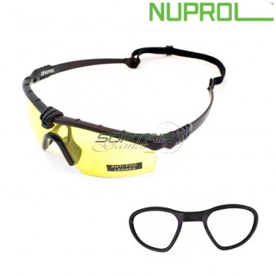 Occhiali battle tattici pro black frame & yellow lense c/inserto nuprol (nu-6042-bkye-opt)