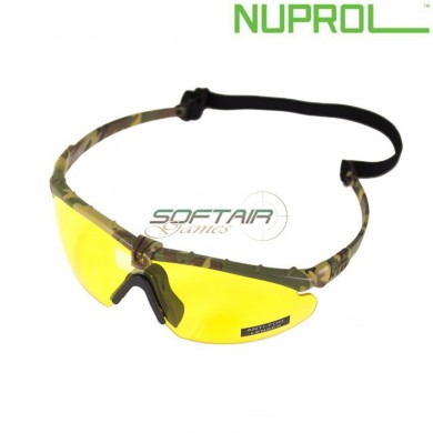 Occhiali battle tattici pro camo frame & yellow lense nuprol (nu-6042-ncye)
