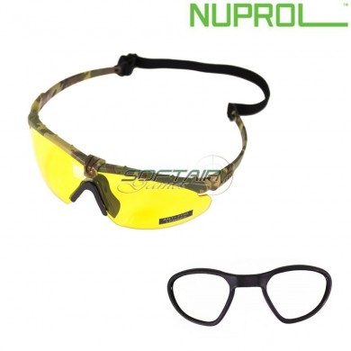Occhiali battle tattici pro camo frame & yellow lense c/inserto nuprol (nu-6042-ncye-opt)