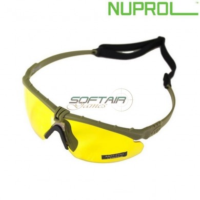 Occhiali battle tattici pro green frame & yellow lense nuprol (nu-6042-gnye)