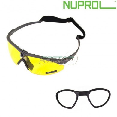 Tactical battle pro eyewear grey frame & yellow lense w/insert nuprol (nu-6042-gyye-opt)