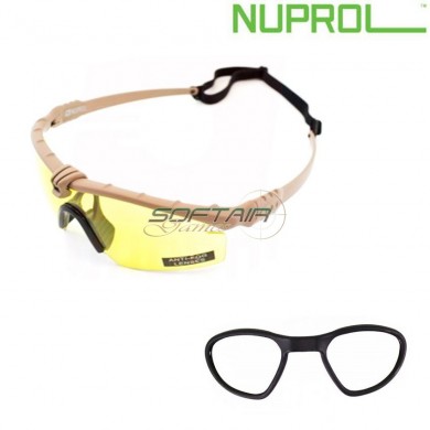Occhiali battle tattici pro tan frame & yellow lense c/inserto nuprol (nu-6042-tnye-opt)