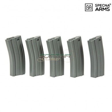 Set 5 mid-caps polymer magazines 120bb grey for m4/m16 specna arms® (spe-05-025499)