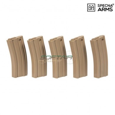 Set 5 mid-caps polymer magazines 120bb tan for m4/m16 specna arms® (spe-05-025501)