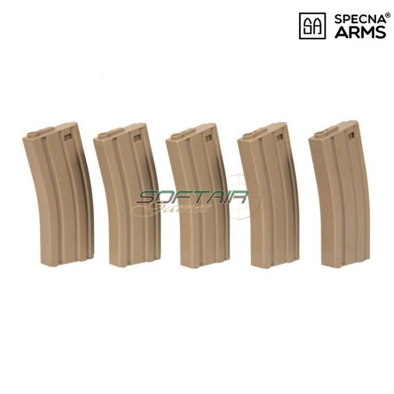 Set 5 mid-caps polymer magazines 120bb tan for m4/m16 specna arms® (spe-05-025501) Set 5 mid-caps polymer magazines 120bb tan for m4/m16 specna arms® (spe-05-025501)