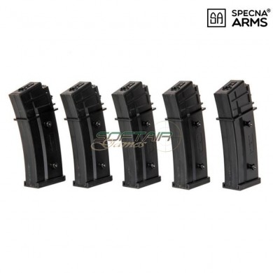 Set 5 mid-caps polymer magazines 120bb black for g36 specna arms® (spe-05-025711)
