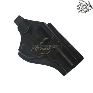 Revolver holster faux leather black belt version frog industries® (fi-610674-bk)