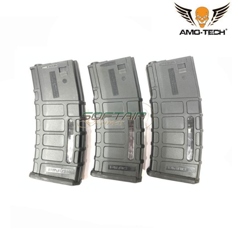 Set 3 hi-caps magazines 330bb mp style p-mag black amo-tech® (amt-95-bk-3)