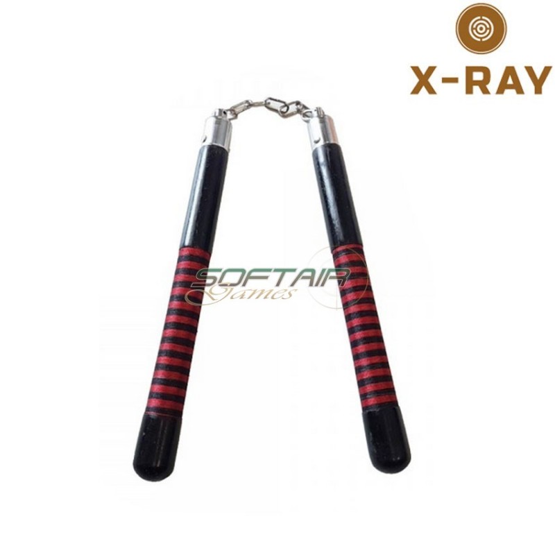 Nunchaku black wood & red/black cotton x-ray (xr-257)