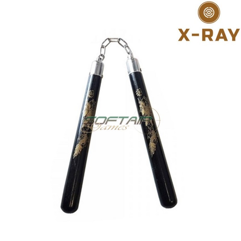 Nunchaku gomma dura nera draghi cinesi x-ray (xr-989)
