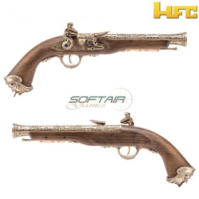 Gas pistol pirate flintlock 18th century gold hfc (hfc-211996)
