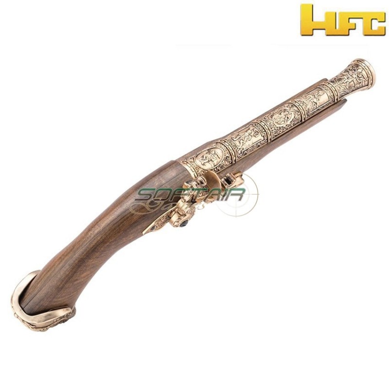 Gas pistol pirate flintlock 18th century gold hfc (hfc-211996)